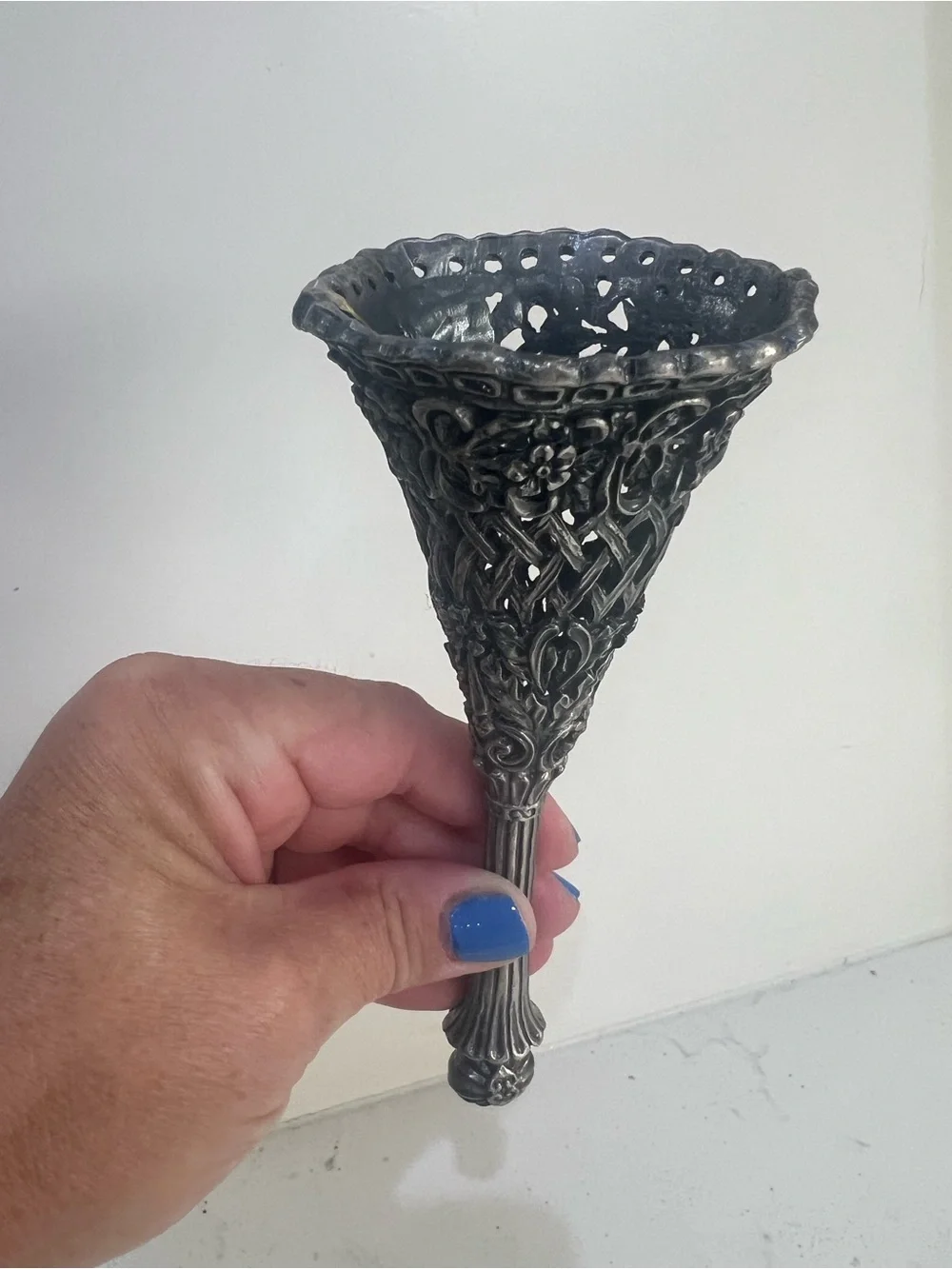 Victorian Tussie Mussie Posy Holder Ornate Metal Floral Bouquet Wedding
